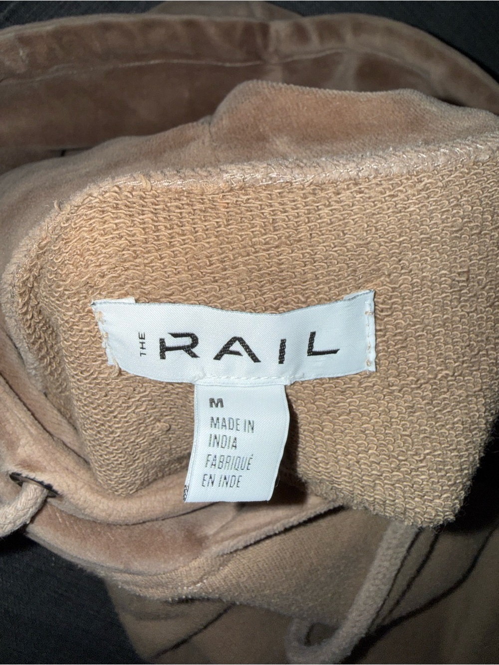 The Rail Men's Tan Pullover Hoodie with Brown Lined Hood - Picture 2 of 3